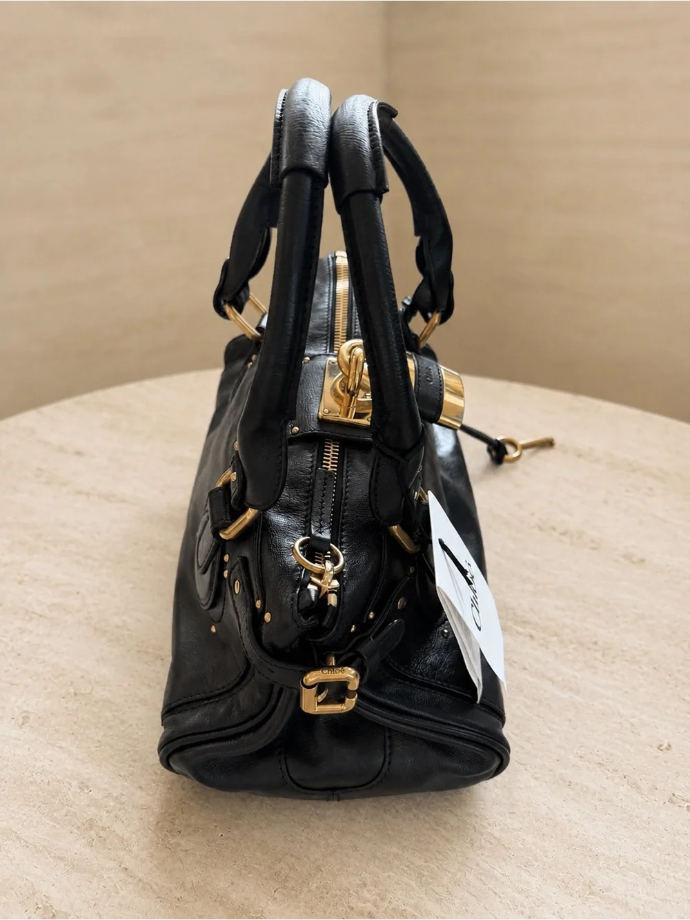 Brand New Chloé Paddington Leather Satchel Black & Gold NWT – Retail $2,990
